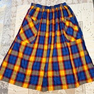 M's Paquette Vintage Plaid Pocket Skirt Small